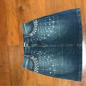 New Cache embellished novelty denim skirt